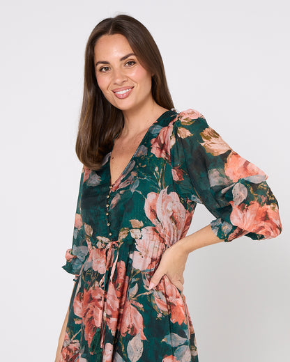 Willow Maxi Dress - Emerald Bloom