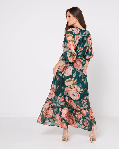 Willow Maxi Dress - Emerald Bloom