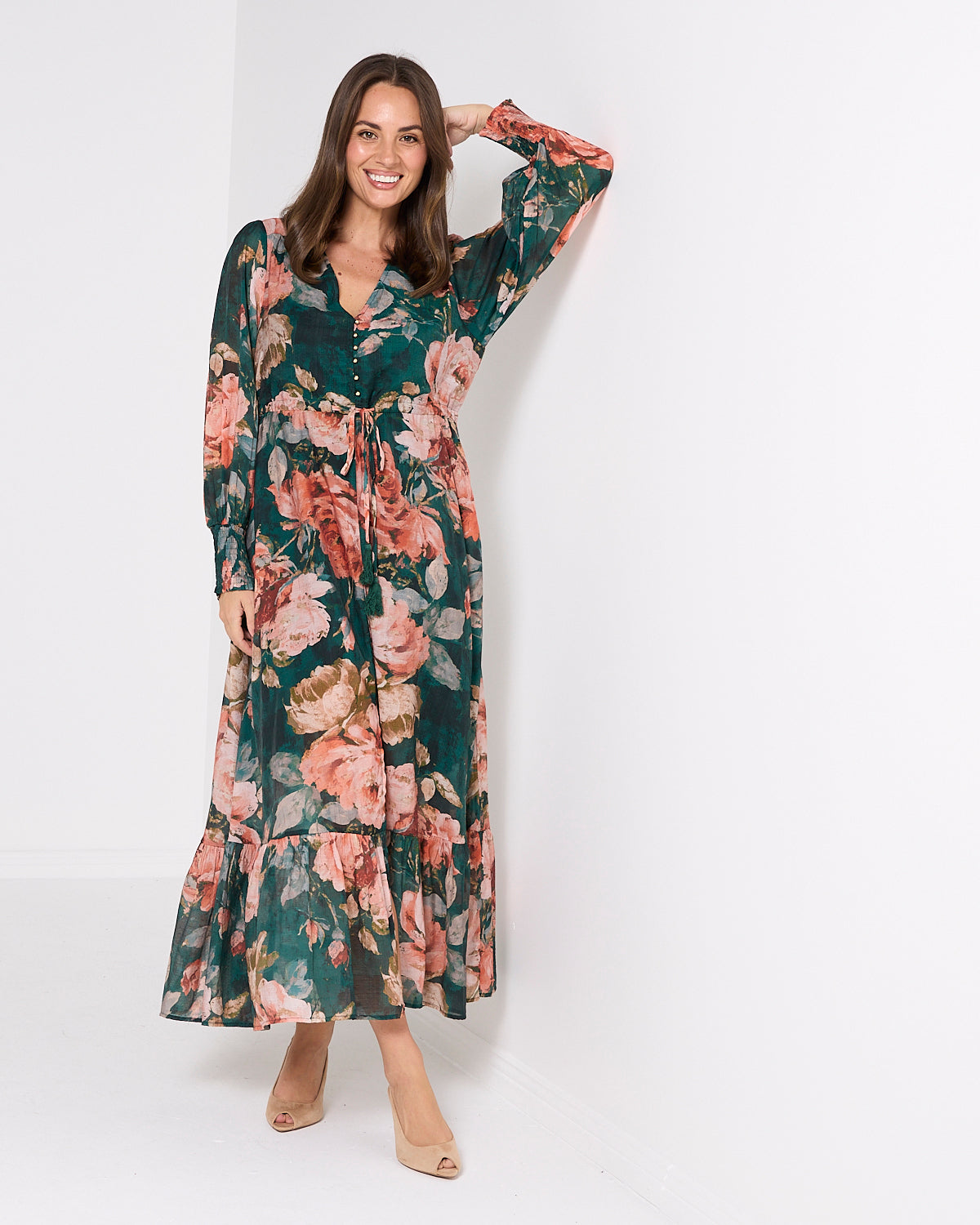 Willow Maxi Dress - Emerald Bloom