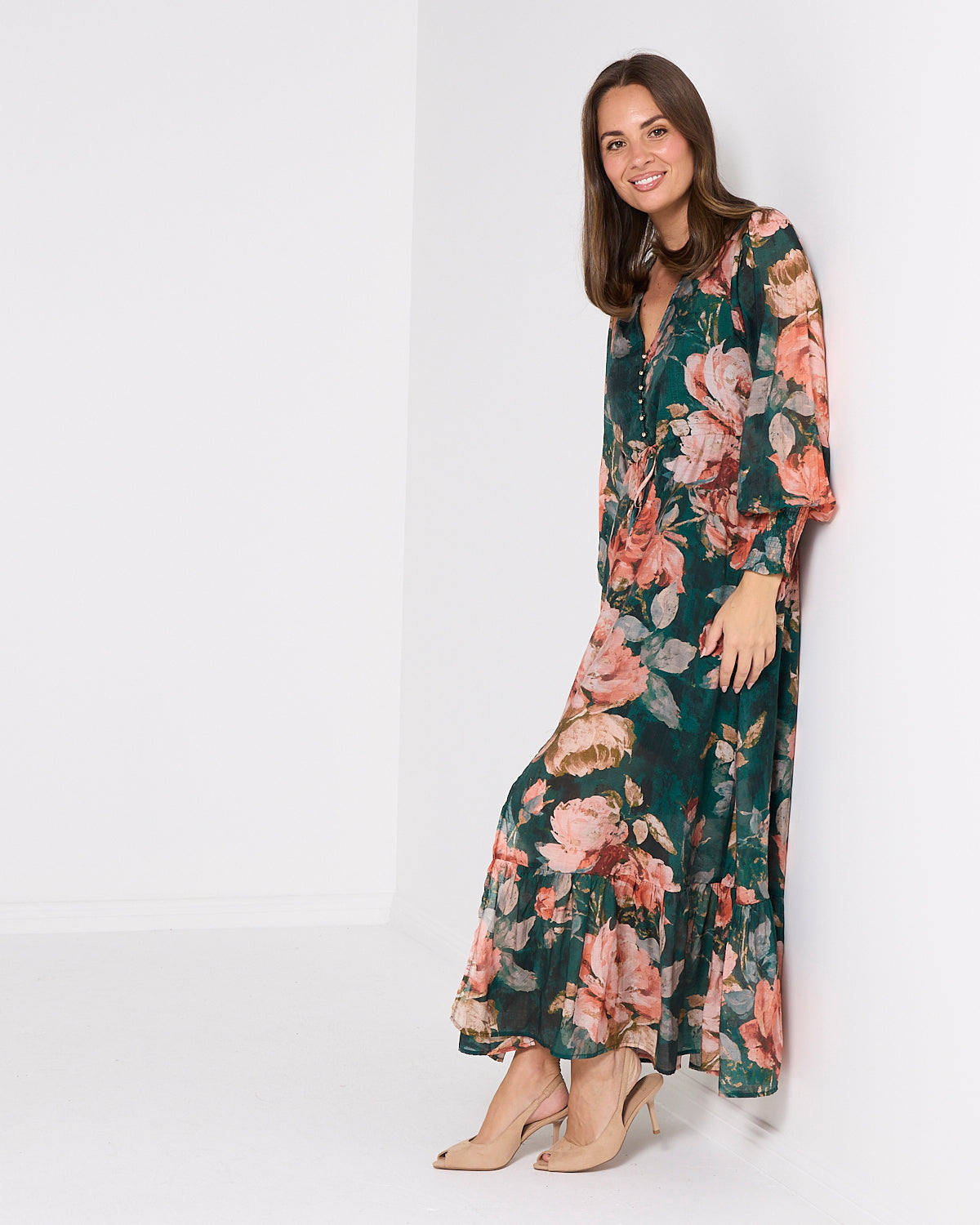 Willow Maxi Dress - Emerald Bloom