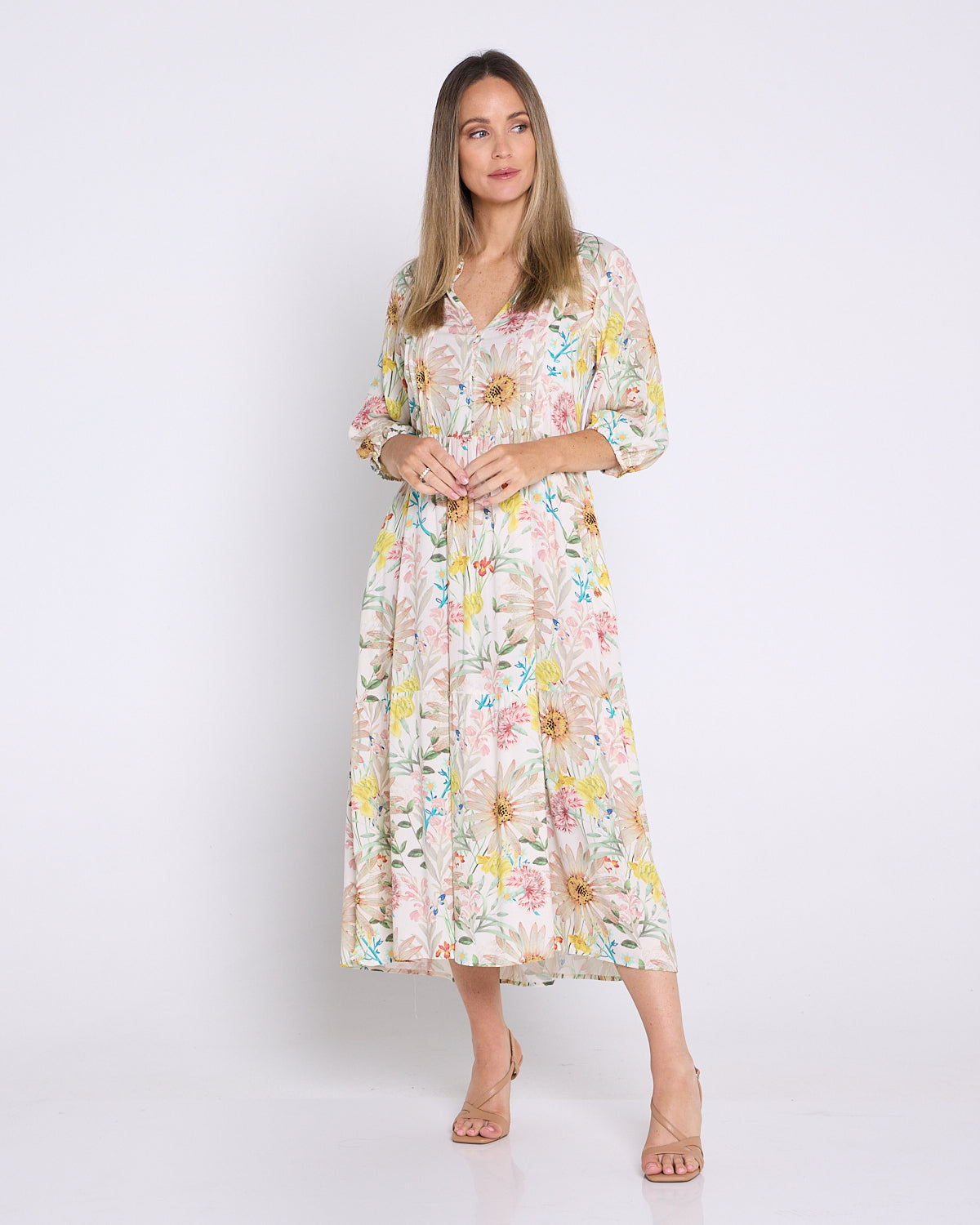Gwendolyn Dress - Peach Wildflowers