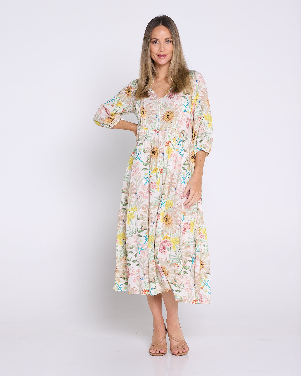 Gwendolyn Dress - Peach Wildflowers