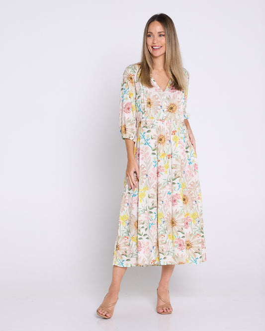 Gwendolyn Dress - Peach Wildflowers