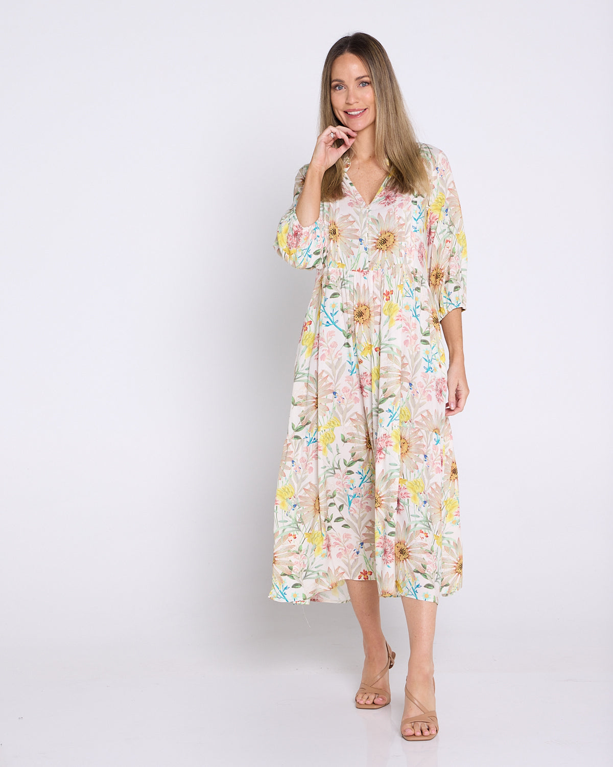 Gwendolyn Dress - Peach Wildflowers