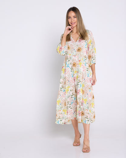 Gwendolyn Dress - Peach Wildflowers