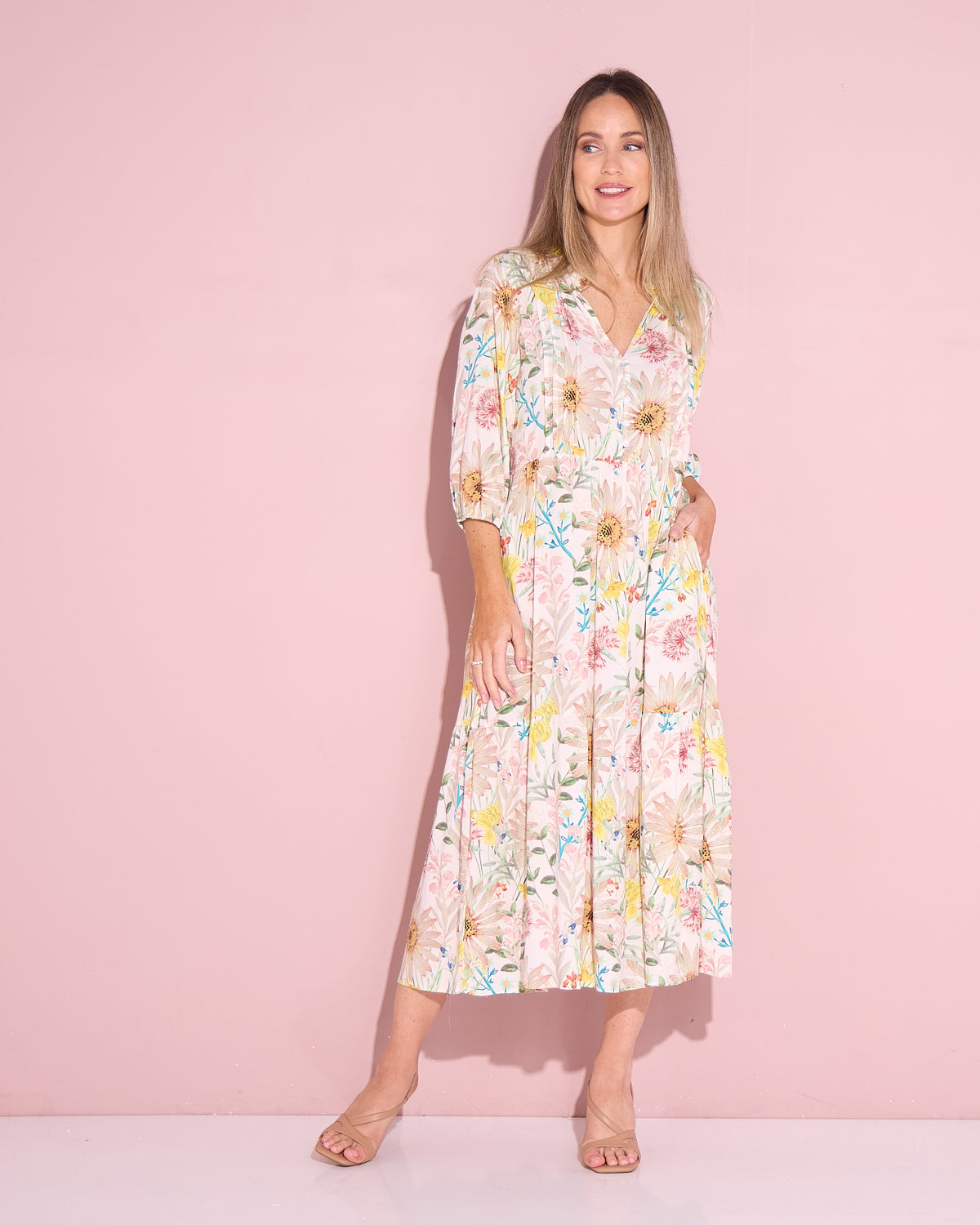 Gwendolyn Dress - Peach Wildflowers
