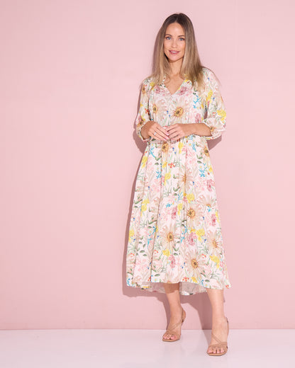 Gwendolyn Dress - Peach Wildflowers