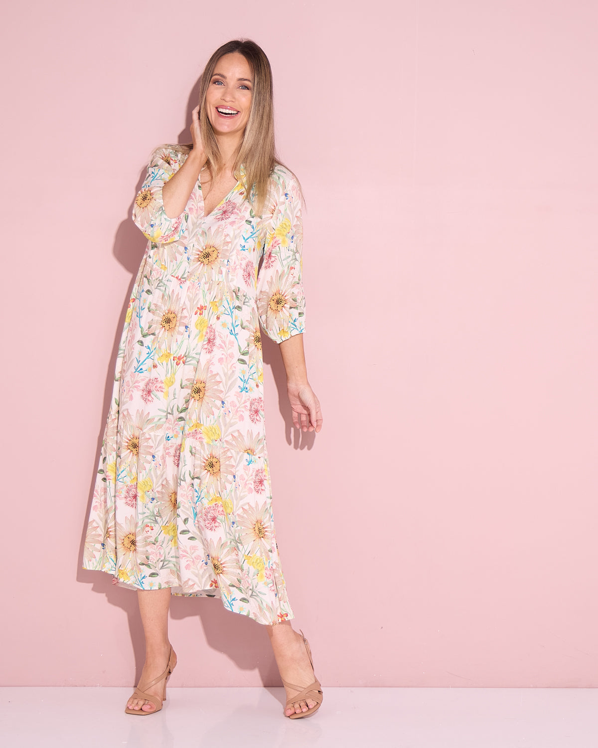 Gwendolyn Dress - Peach Wildflowers