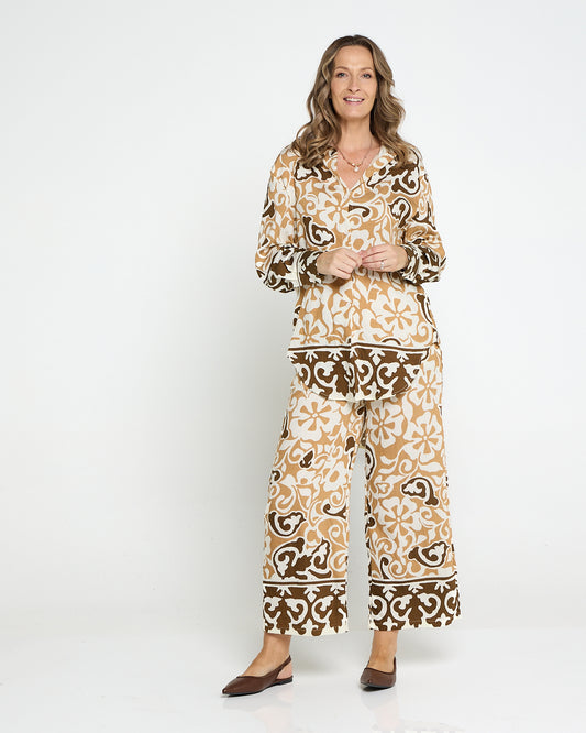 Aloha Shirt & Pants Set - Caramel Choc