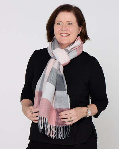 Lavenham Scarf - Pink Grey Check