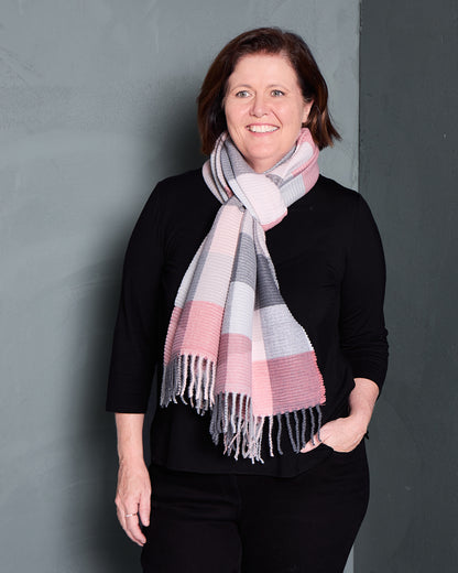Lavenham Scarf - Pink Grey Check