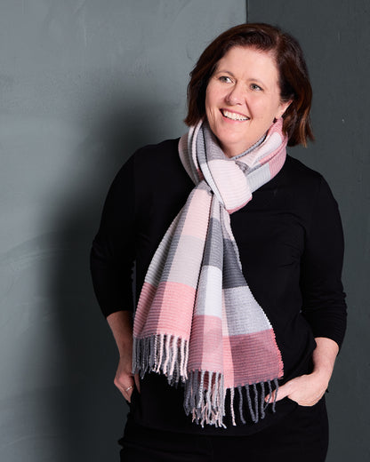 Lavenham Scarf - Pink Grey Check