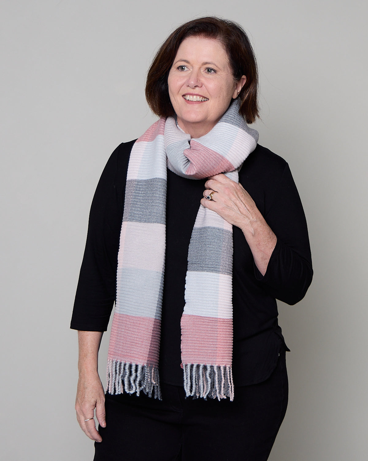 Lavenham Scarf - Pink Grey Check