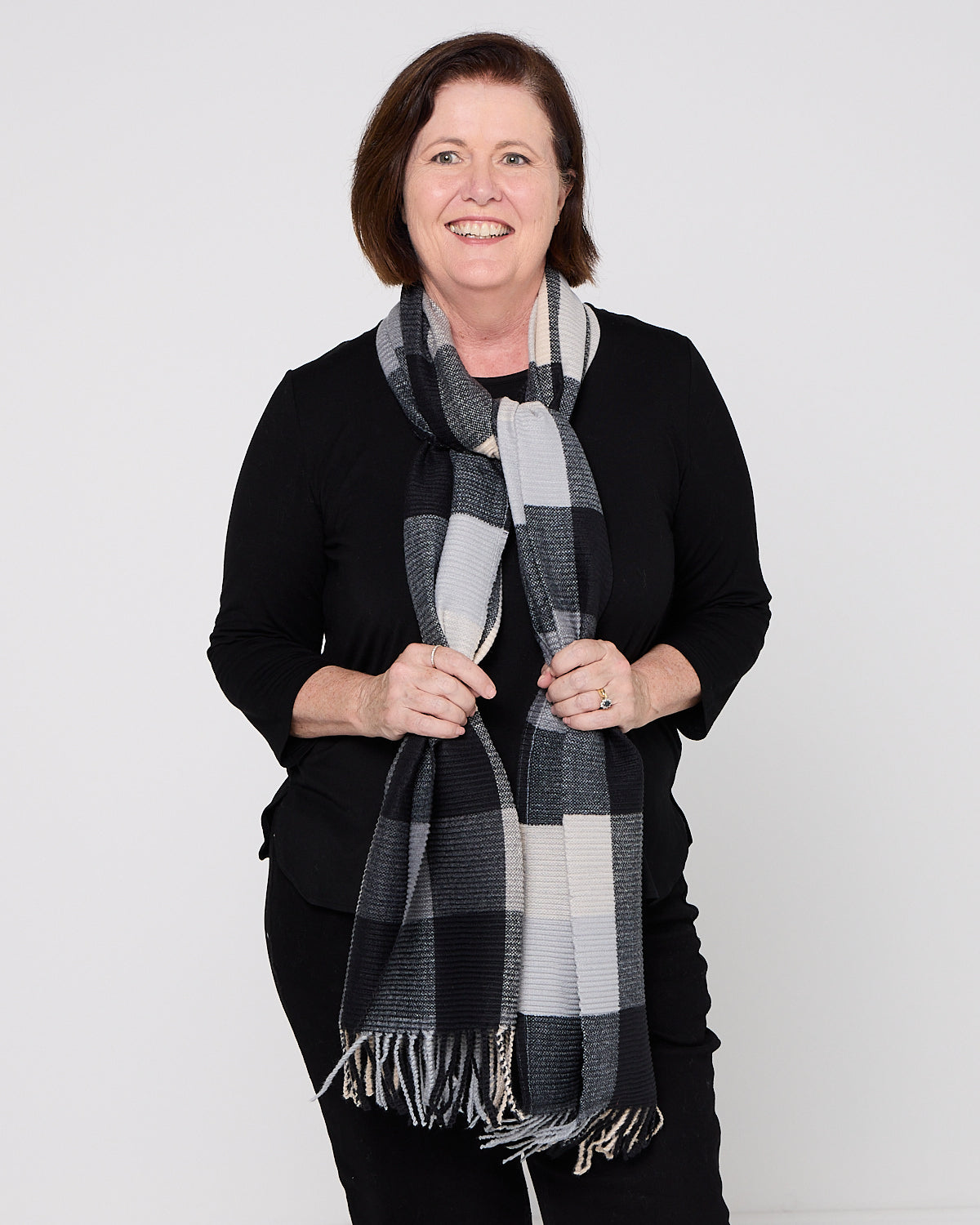 Lavenham Scarf - Charcoal Check