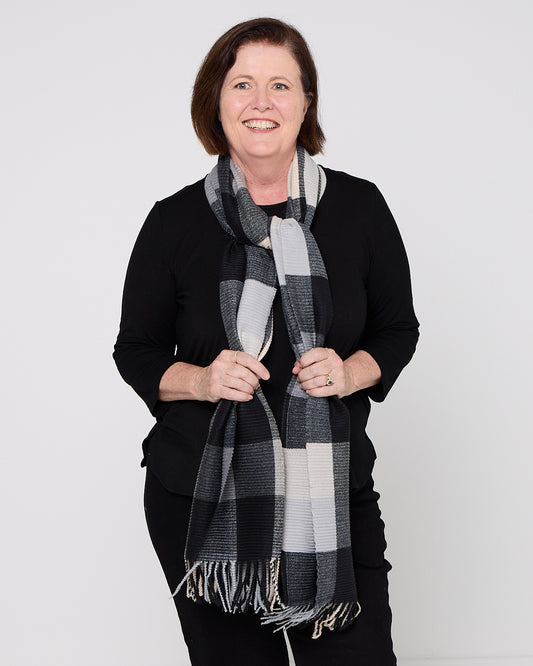 Lavenham Scarf - Charcoal Check