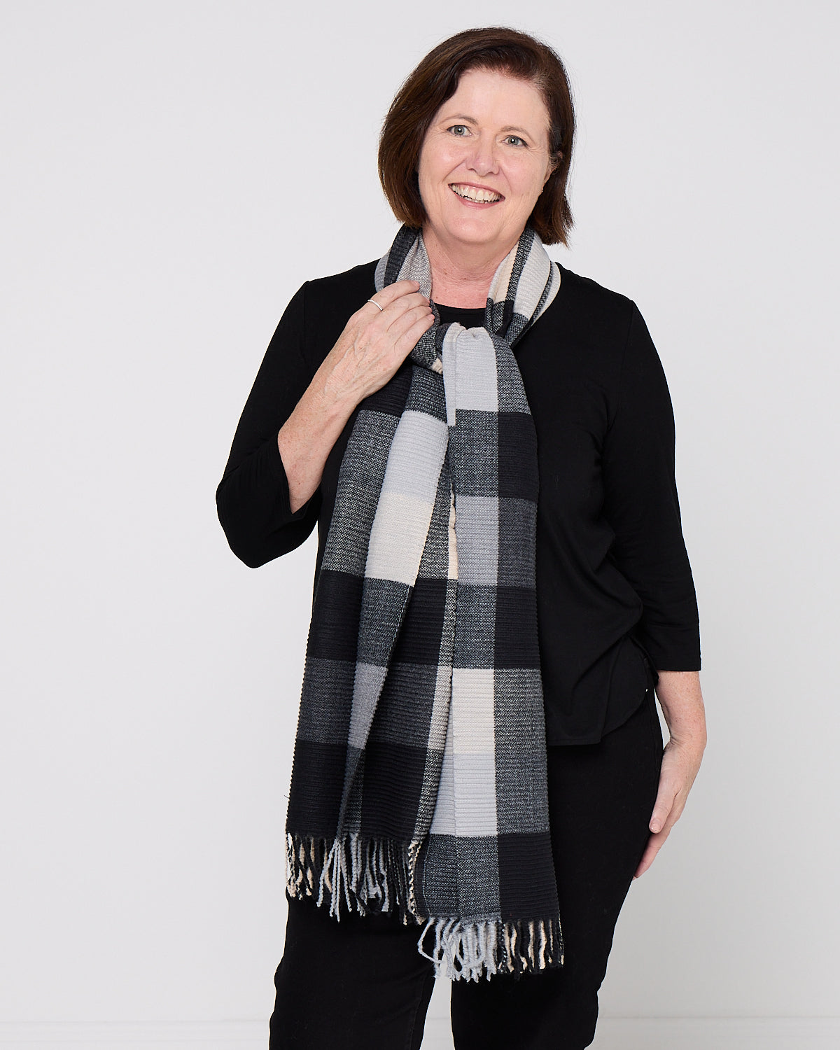 Lavenham Scarf - Charcoal Check