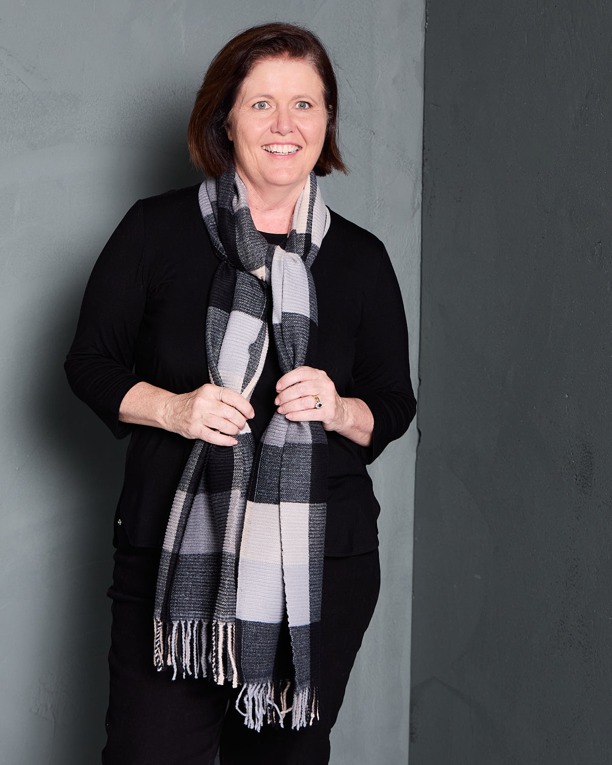 Lavenham Scarf - Charcoal Check