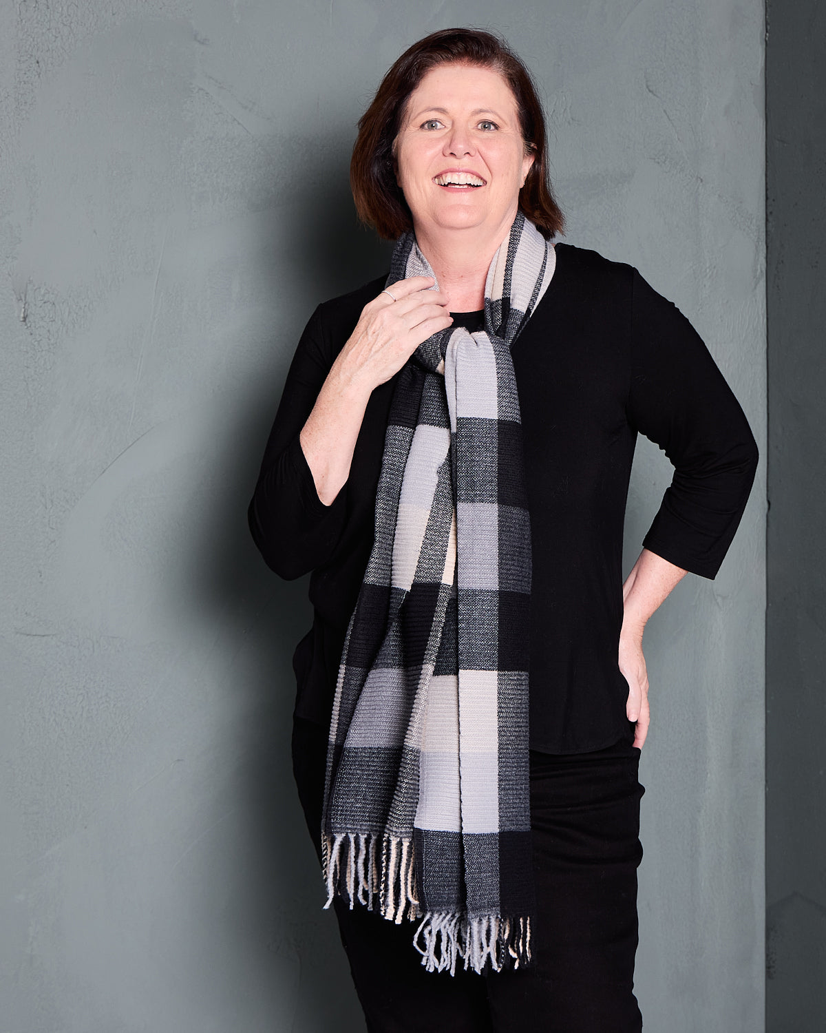 Lavenham Scarf - Charcoal Check