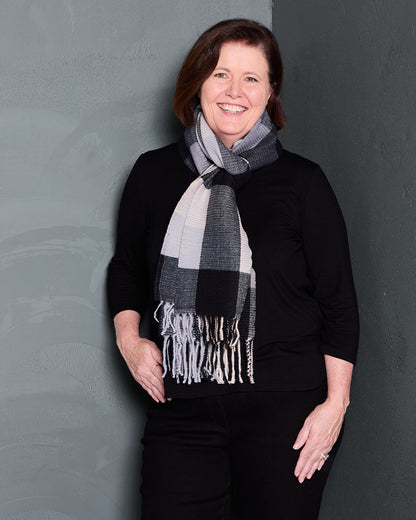 Lavenham Scarf - Charcoal Check
