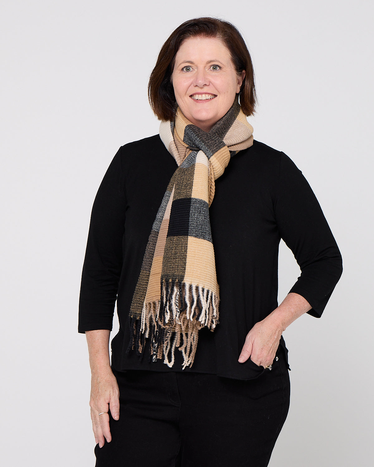 Lavenham Scarf - Caramel Check