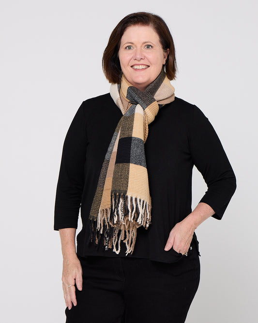 Lavenham Scarf - Caramel Check