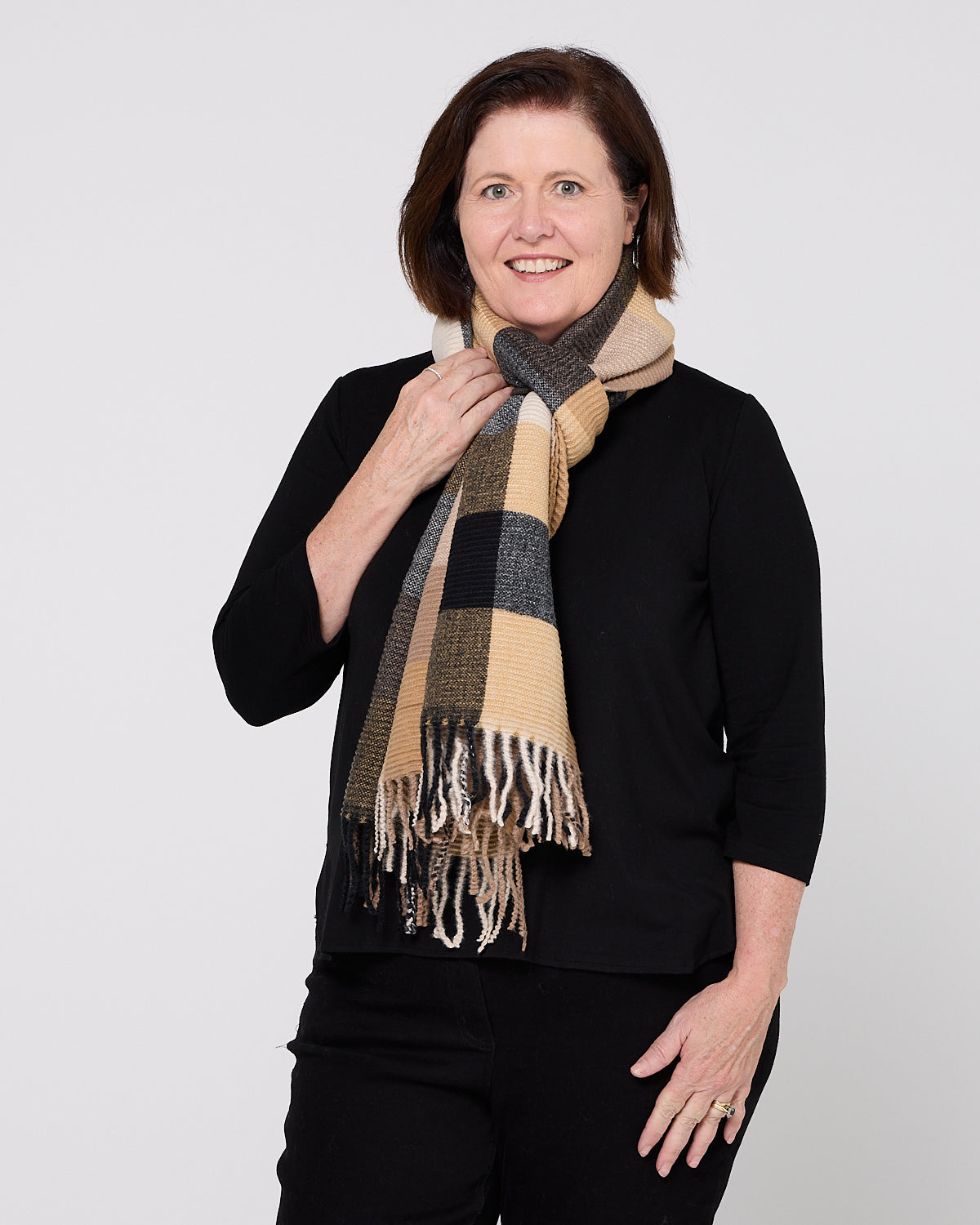 Lavenham Scarf - Caramel Check