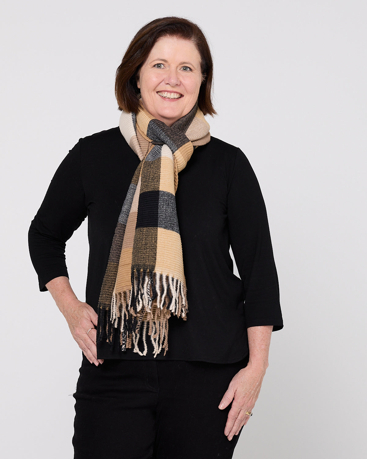 Lavenham Scarf - Caramel Check