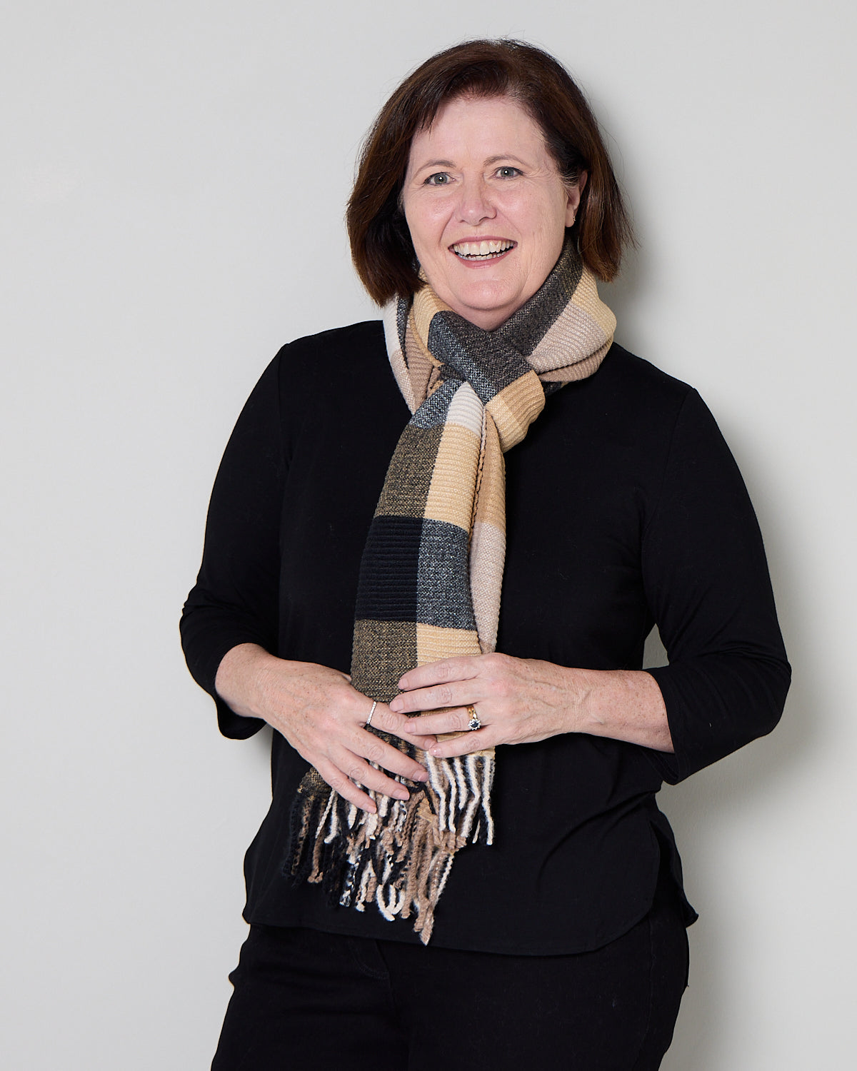 Lavenham Scarf - Caramel Check