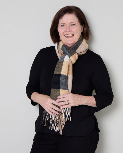 Lavenham Scarf - Caramel Check