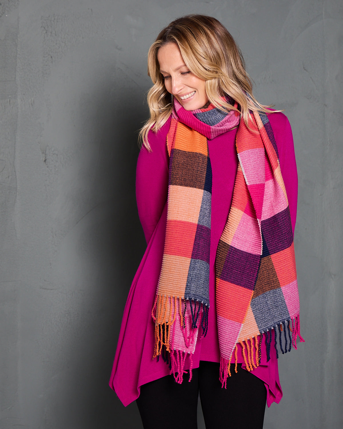 Lavenham Scarf - Pink Multi Check