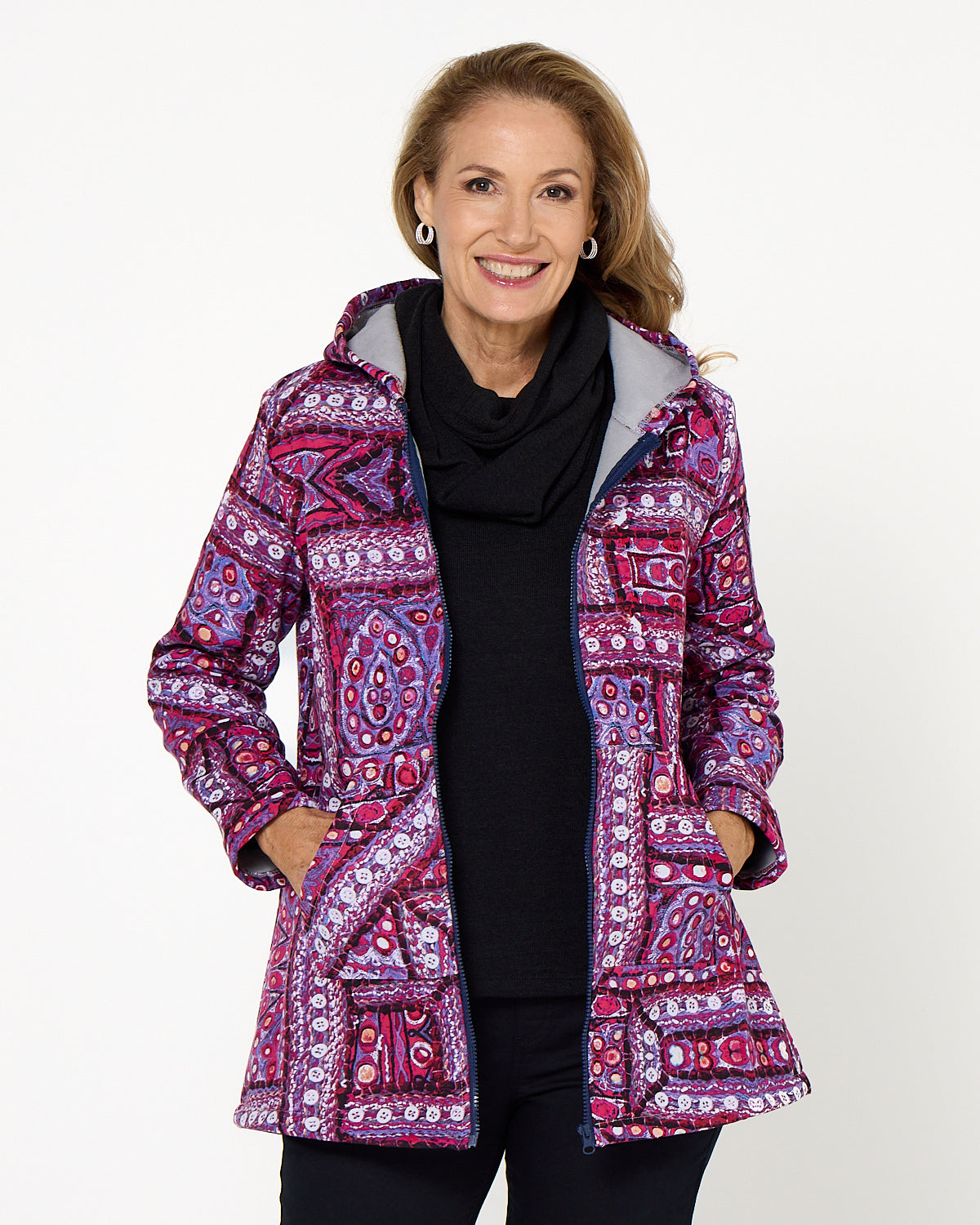 Hastings Fleece Lined Jacket - Berry Mosaic