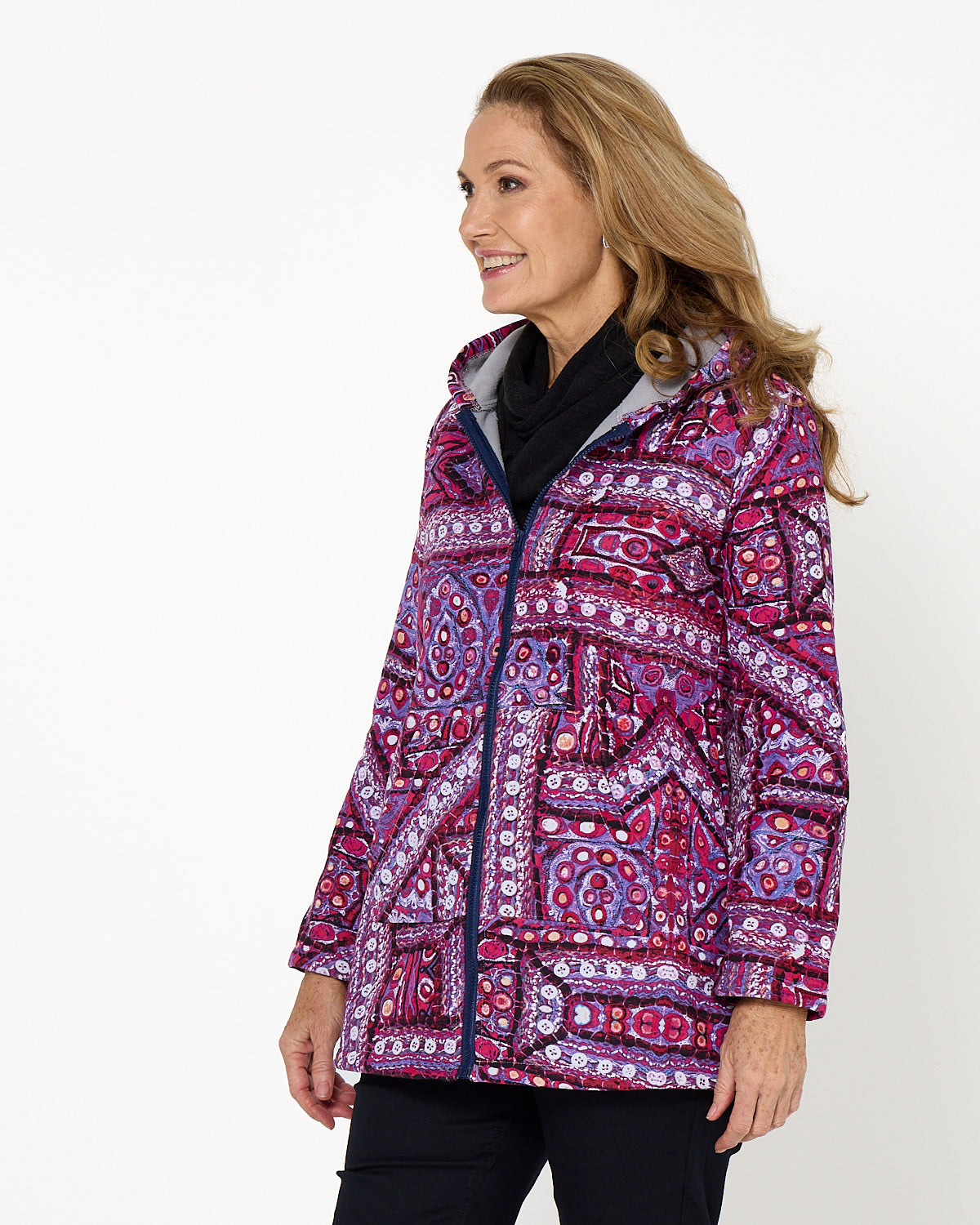 Hastings Fleece Lined Jacket - Berry Mosaic