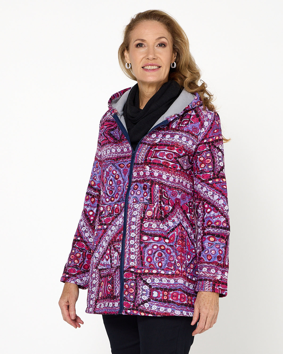 Hastings Fleece Lined Jacket - Berry Mosaic