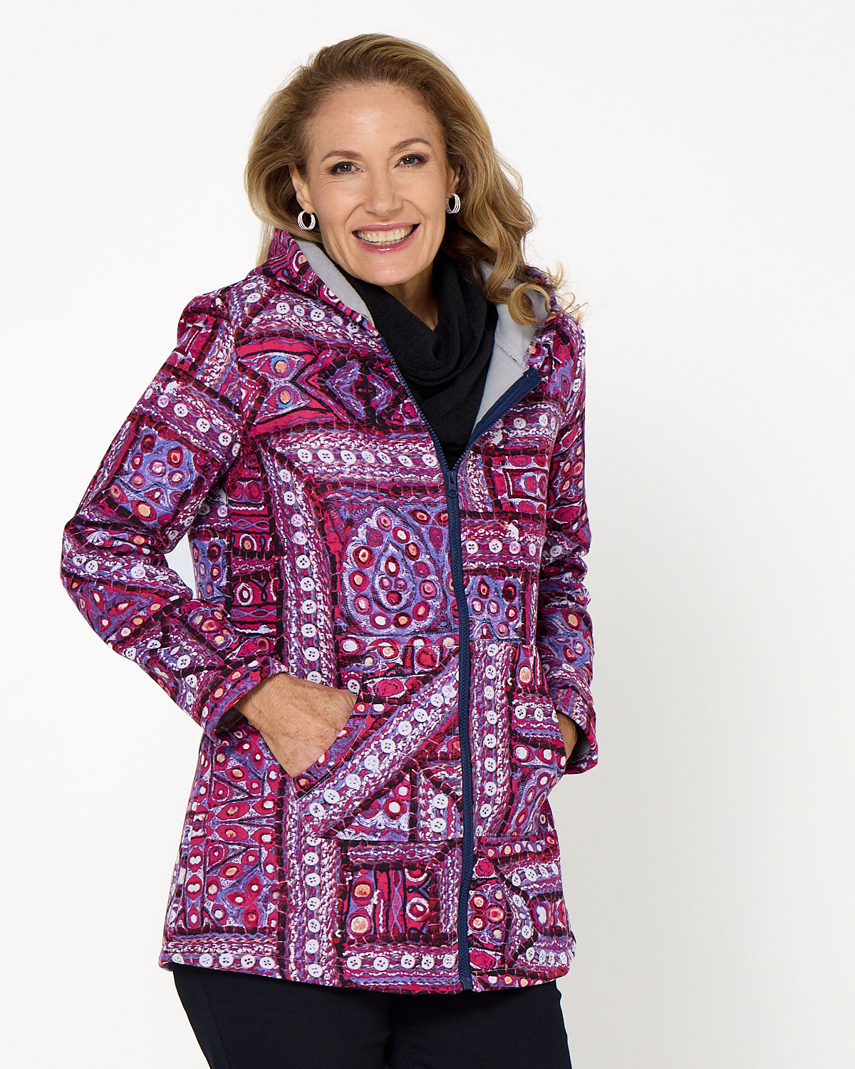 Hastings Fleece Lined Jacket - Berry Mosaic