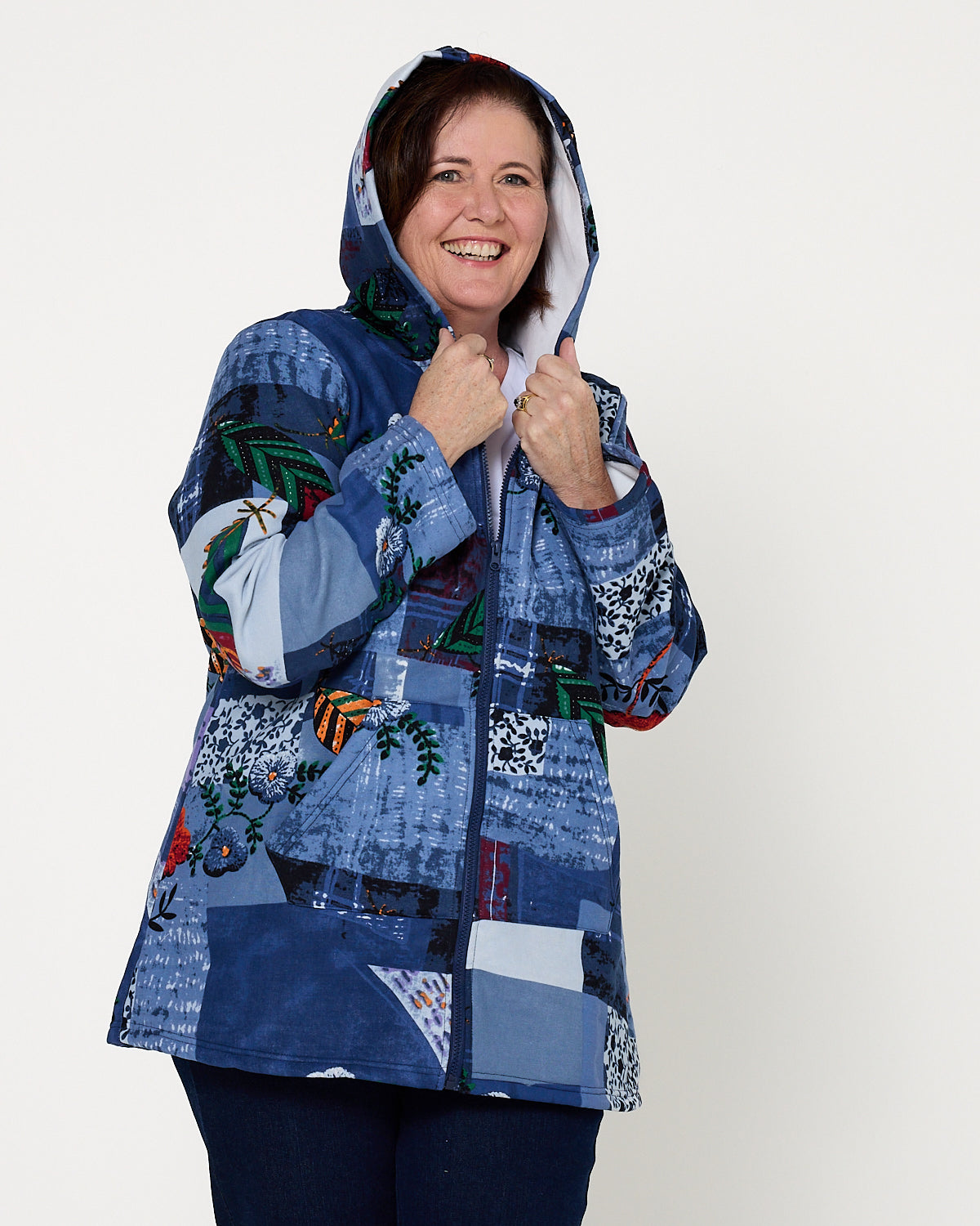 Hastings Fleece Lined Jacket - Blue Patchwork