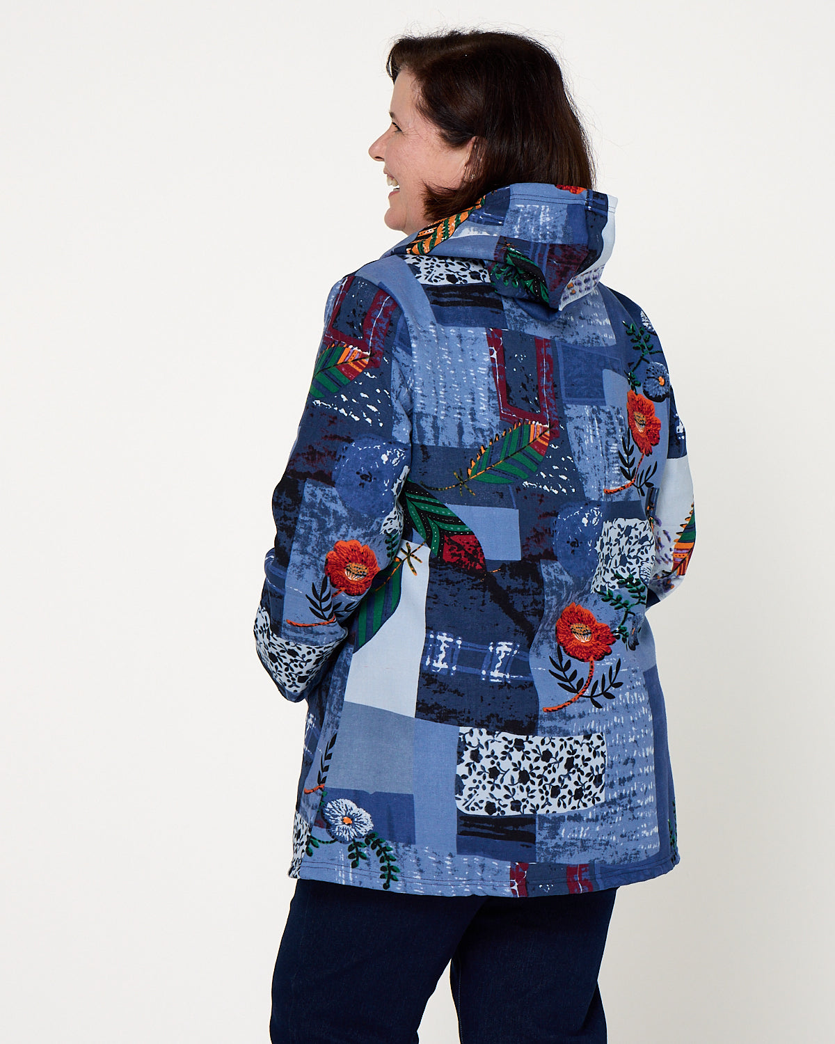 Hastings Fleece Lined Jacket - Blue Patchwork