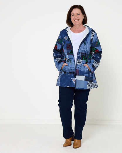 Hastings Fleece Lined Jacket - Blue Patchwork
