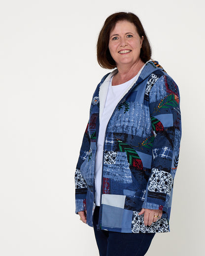 Hastings Fleece Lined Jacket - Blue Patchwork