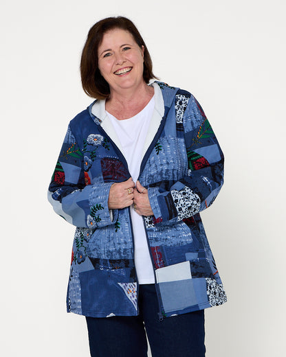 Hastings Fleece Lined Jacket - Blue Patchwork