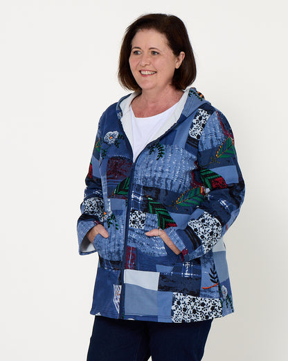 Hastings Fleece Lined Jacket - Blue Patchwork