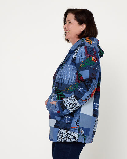 Hastings Fleece Lined Jacket - Blue Patchwork