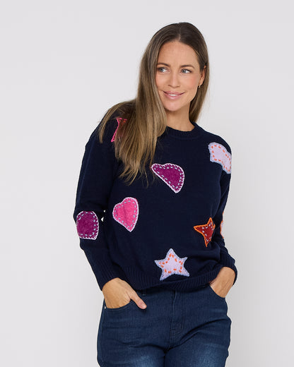 Brodie Applique Knit - Navy