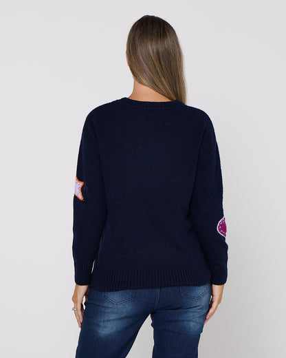 Brodie Applique Knit - Navy