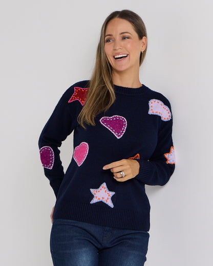 Brodie Applique Knit - Navy