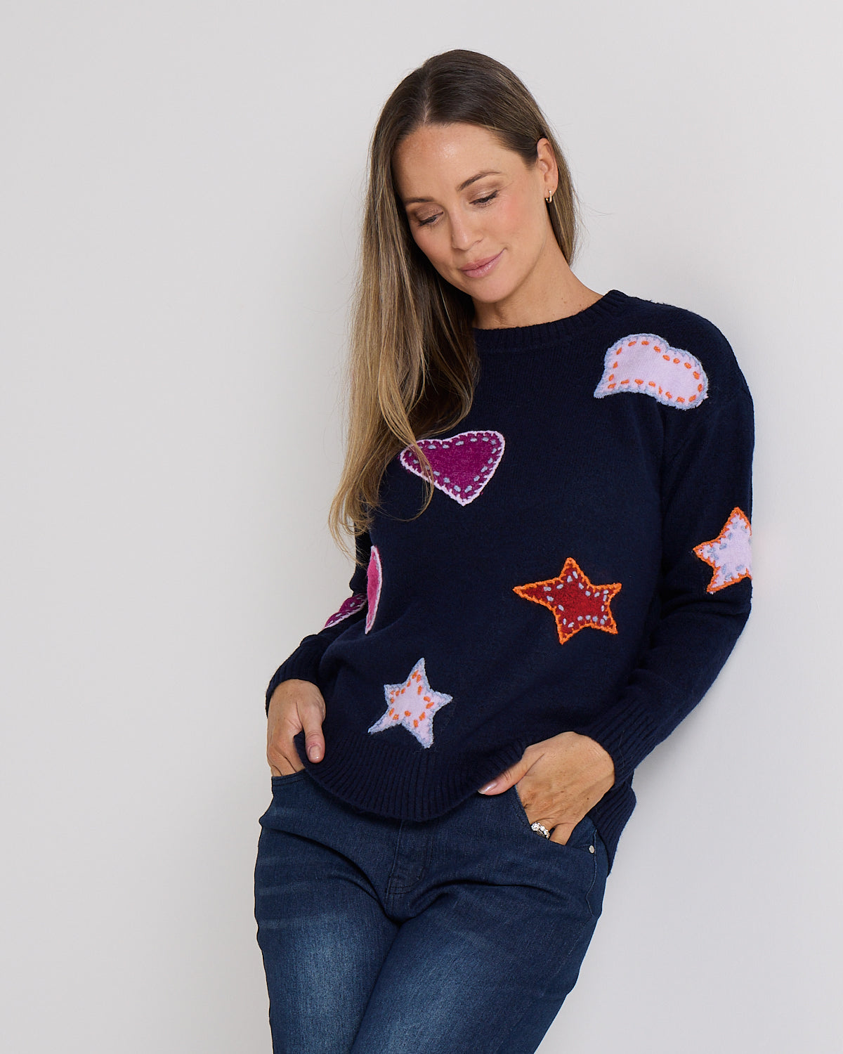Brodie Applique Knit - Navy
