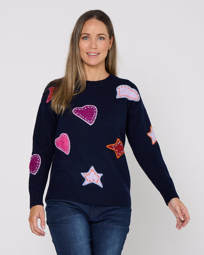 Brodie Applique Knit - Navy