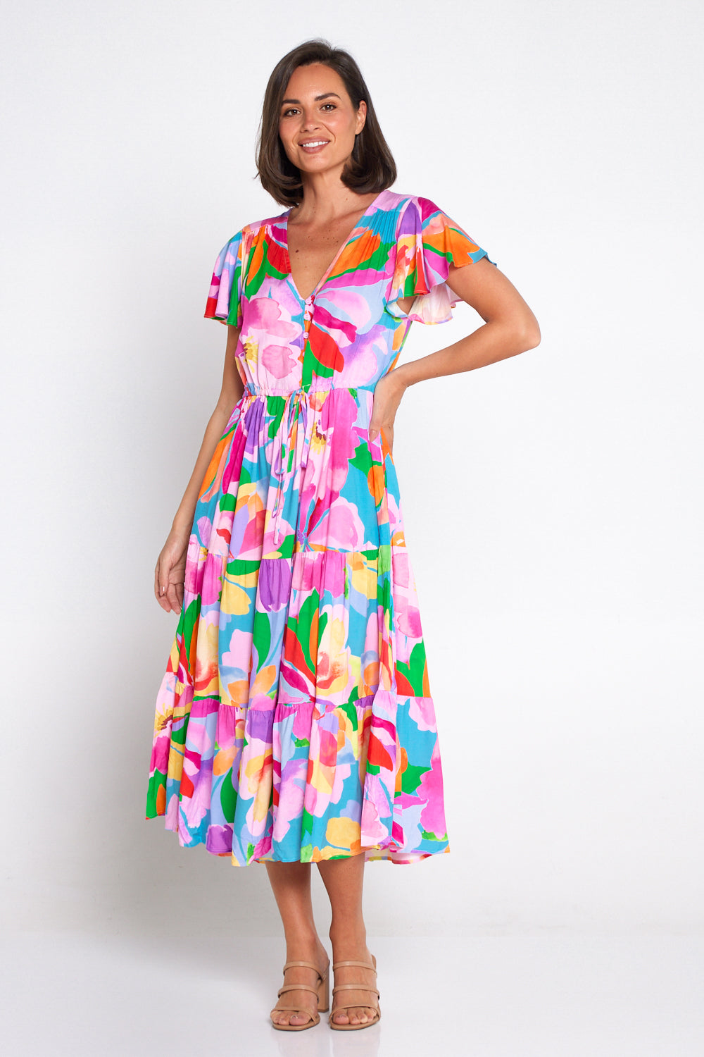 Hibiscus Hues Midi Dress