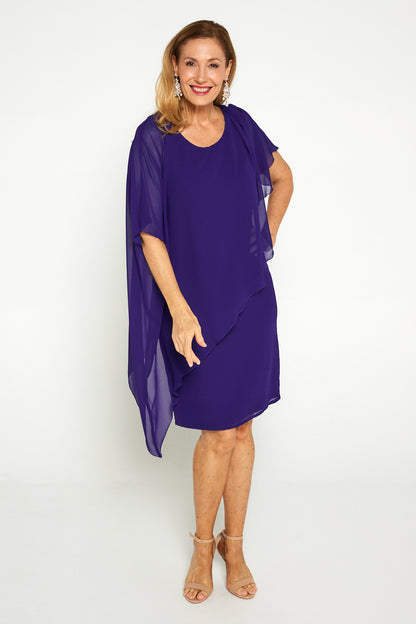 Hilda Chiffon Overlay Dress - Purple