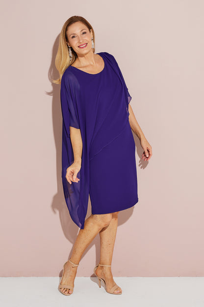 Hilda Chiffon Overlay Dress - Purple