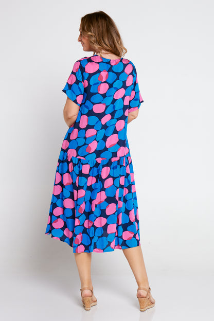 Hollis Dress - Pink/Cobalt Spot